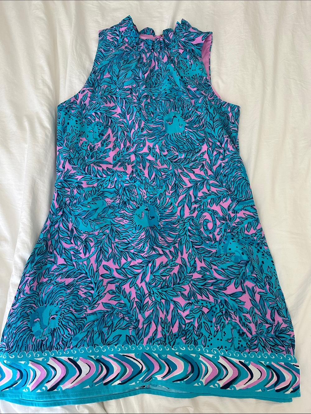Lilly Pulitzer Turquoise & Pink Sleeveless Romper, Size 10